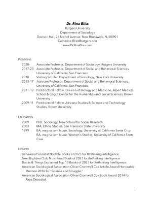 凯瑟琳·布利斯 - 罗格斯大学社会学系